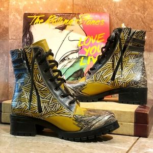 Wild Printed Laced Zip Up Boots